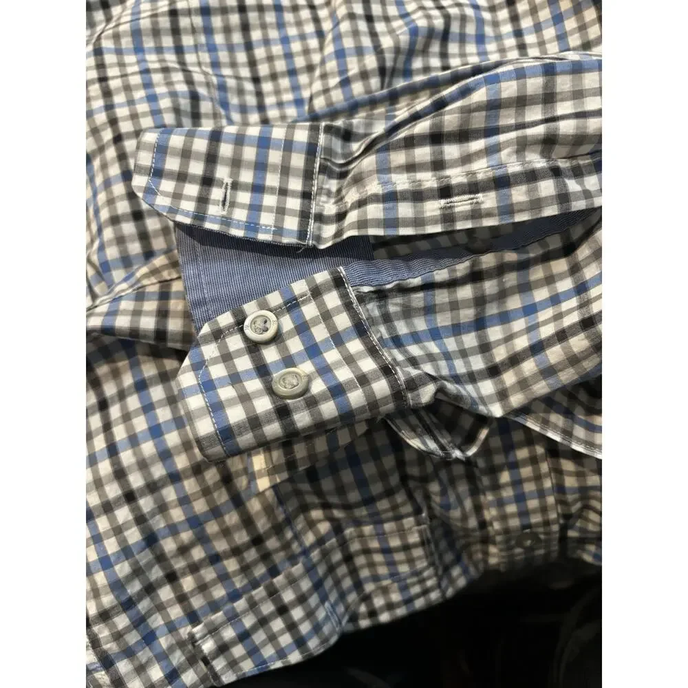 Banana Republic Men’s Button Up Blue Black White Medium Slim Fit Preppy 155